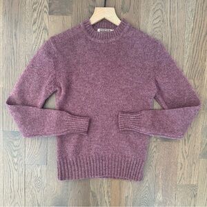 Vintage Crew Neck Long Sleeve 100% Shetland Wool Sweater Heather Purple Medium